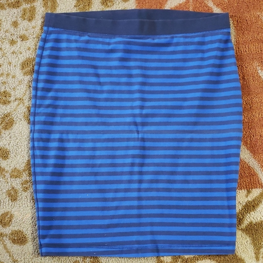 Blue Striped Pencil Skirt